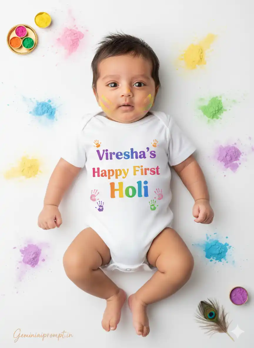 Baby First Holi Photo Ideas Prompts