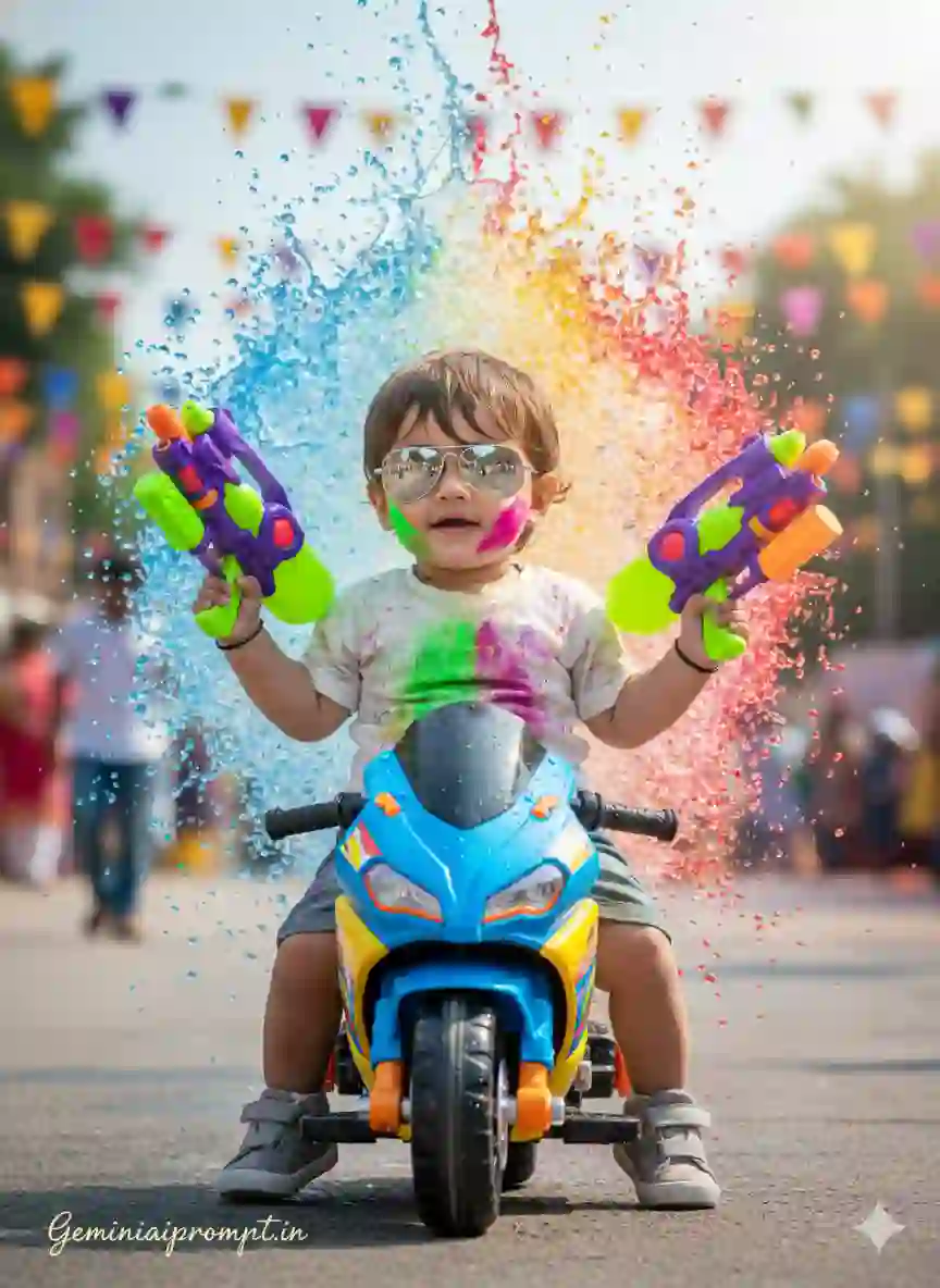 Holi Photo Editing Prompt Baby Boy