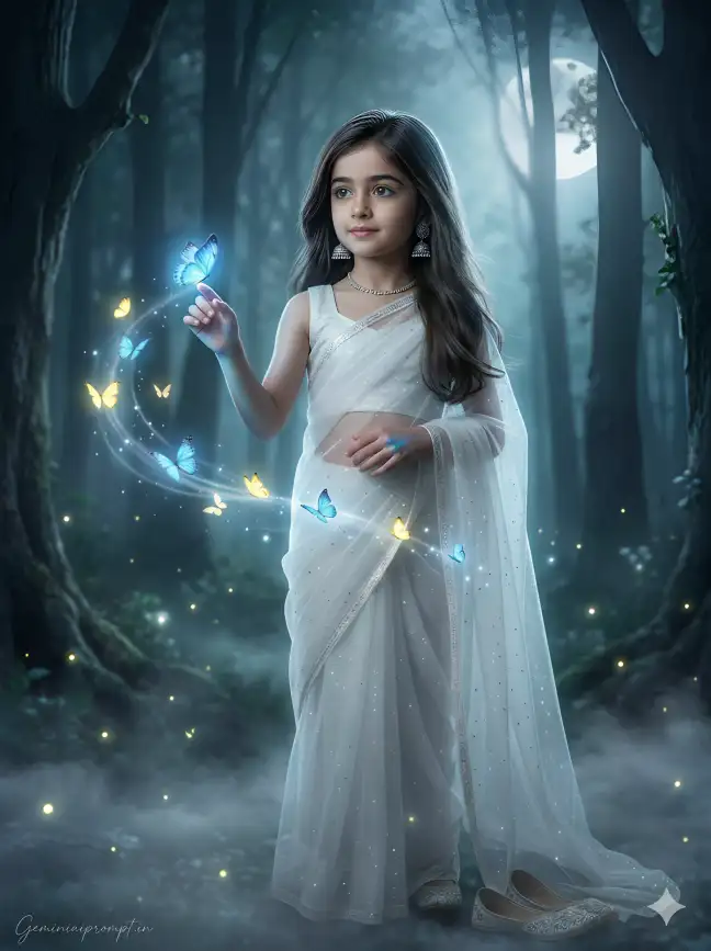 Gemini Kids Girl In Saree Ai Photo Editing Prompt