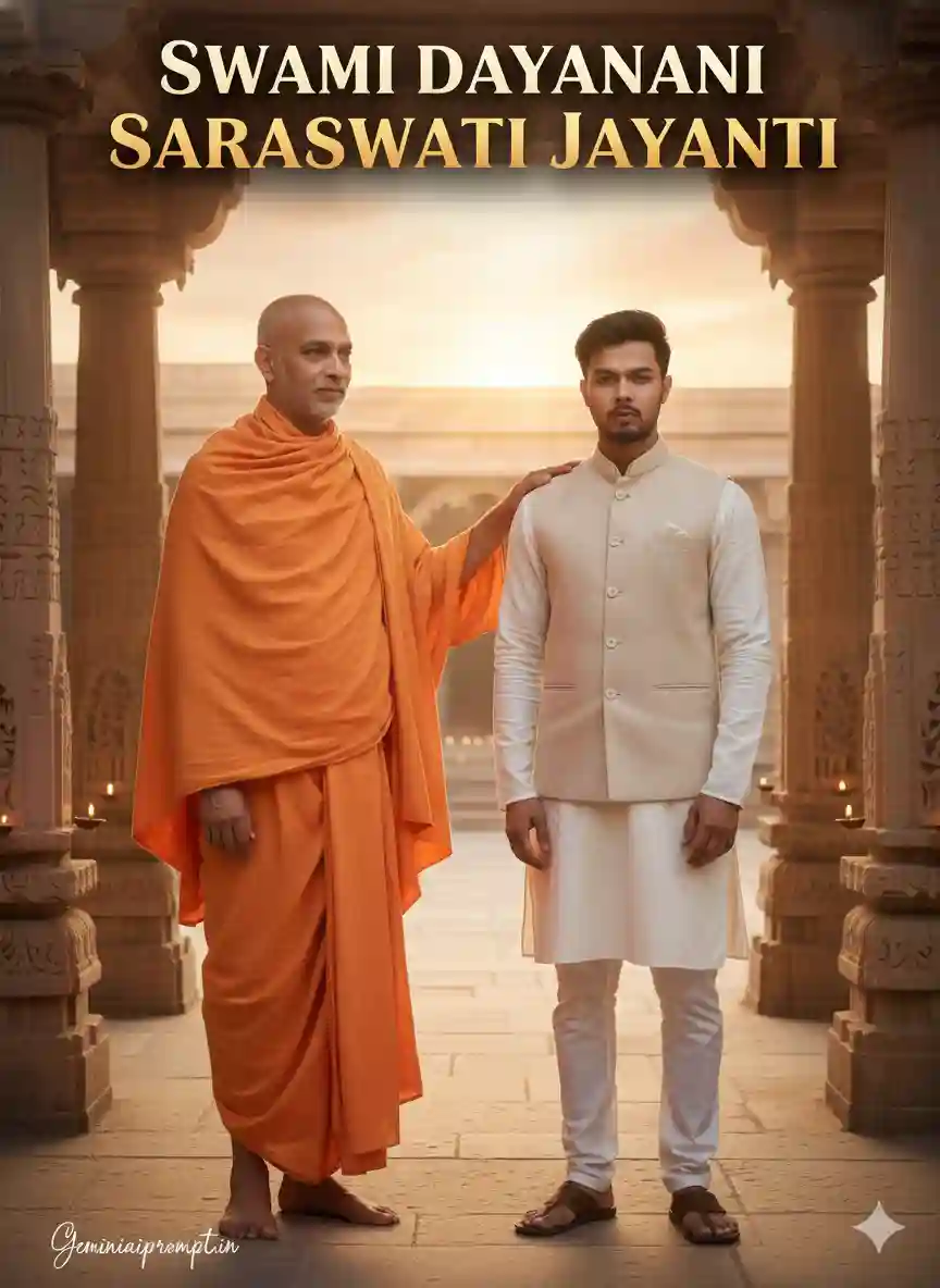 Swami Dayanand Saraswati Jayanti Photo Editing Prompt